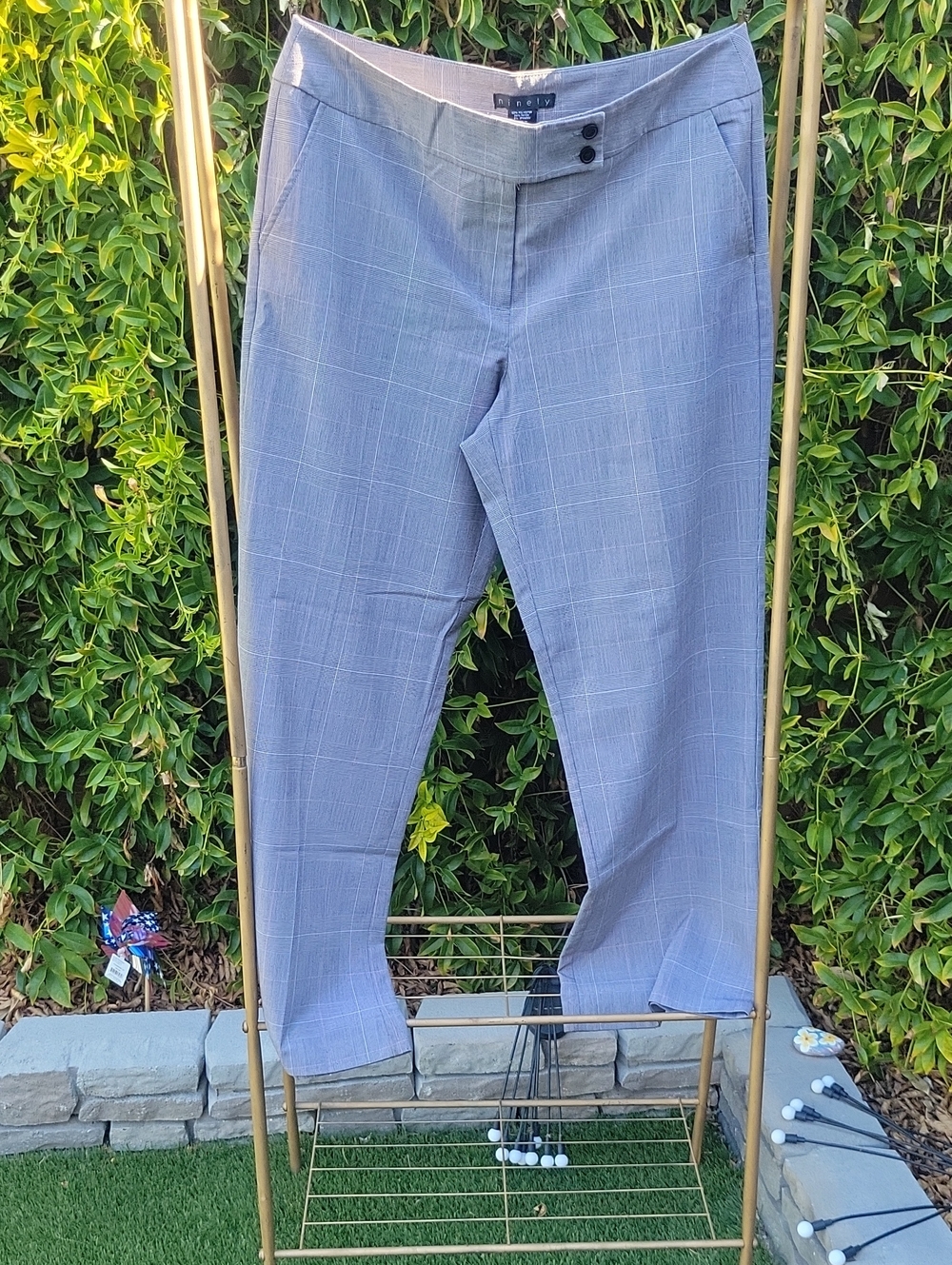 Black and Gray Plaid Wide Leg Trouser Style Pant 12